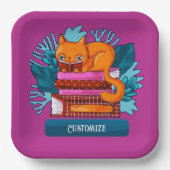 Personalisierte Katzenbücher rosa Pappteller (Vorderseite)