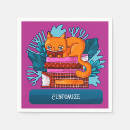 Personalisierte Katzenbücher rosa Serviette