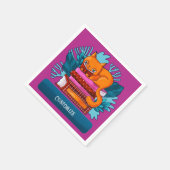 Personalisierte Katzenbücher rosa Serviette (Ecke)