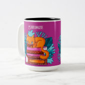 Personalisierte Katzenbücher rosa Zweifarbige Tasse (Vorderseite Links)