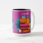 Personalisierte Katzenbücher rosa Zweifarbige Tasse (VorderseiteRechts)