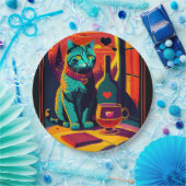 Personalisierte Katzenbücher und Weine Pappteller (Party)