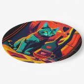 Personalisierte Katzenbücher und Weine Pappteller (Schrägansicht)