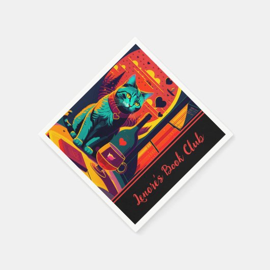 Personalisierte Katzenbücher und Weine Serviette (Ecke)