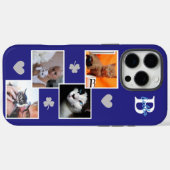 Personalisierte Katzenfoto-Collage-Monogramm blau Case-Mate iPhone Hülle (Rückseite (Horizontal))