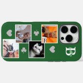 Personalisierte Katzenfoto-Collage Monogramm grün Case-Mate iPhone Hülle (Rückseite (Horizontal))