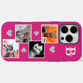 Personalisierte Katzenfoto-Collage-Monogramm rosa Case-Mate iPhone Hülle (Rückseite (Horizontal))