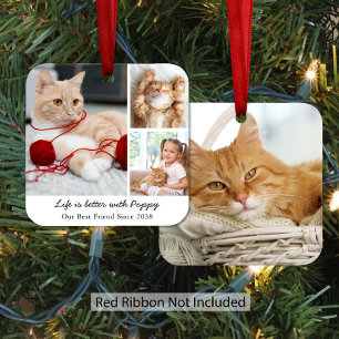 Personalisierte Katzenfoto-Collage Ornament Aus Metall