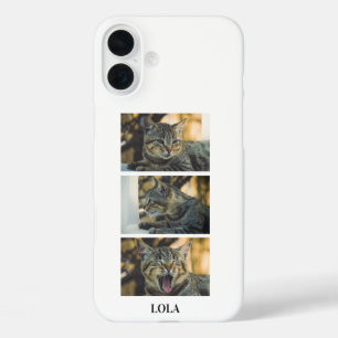 Personalisierte Katzenfoto-Collage und Name iPhone 16 Plus Hülle