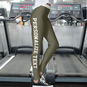 Personalisierte Katzenliebhaberin Dunkel Oliv Warm Leggings