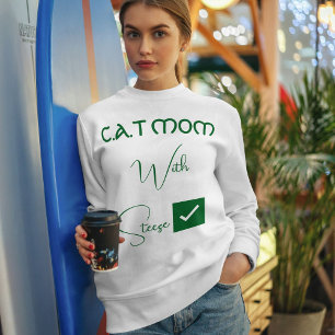 Personalisierte Katzenliebhaberin Grün Schrift Lus Sweatshirt