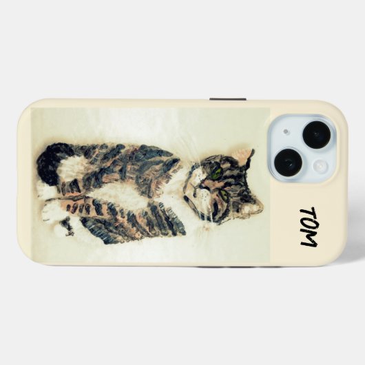 Personalisierte Katzenmalerei Case-Mate iPhone Hülle (Rückseite (Horizontal))