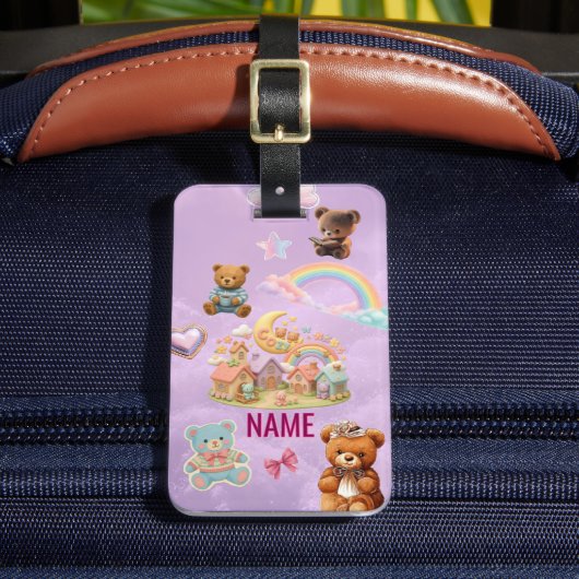 Personalisierte Kawaii-Ästhetik Lavendel Gepäckanhänger (Vorderseite Insitu 2)