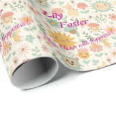 Personalisierte Kawaii-Blumenpalette für Kinder Geschenkpapier (Rolleneckpunkt)