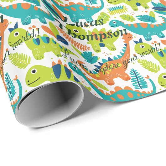 Personalisierte Kawaii Dinosaur Geschenkwrap für K Geschenkpapier (Rolleneckpunkt)