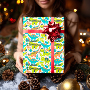 Personalisierte Kawaii-Dinosaurier-Geschenkverpack Geschenkpapier