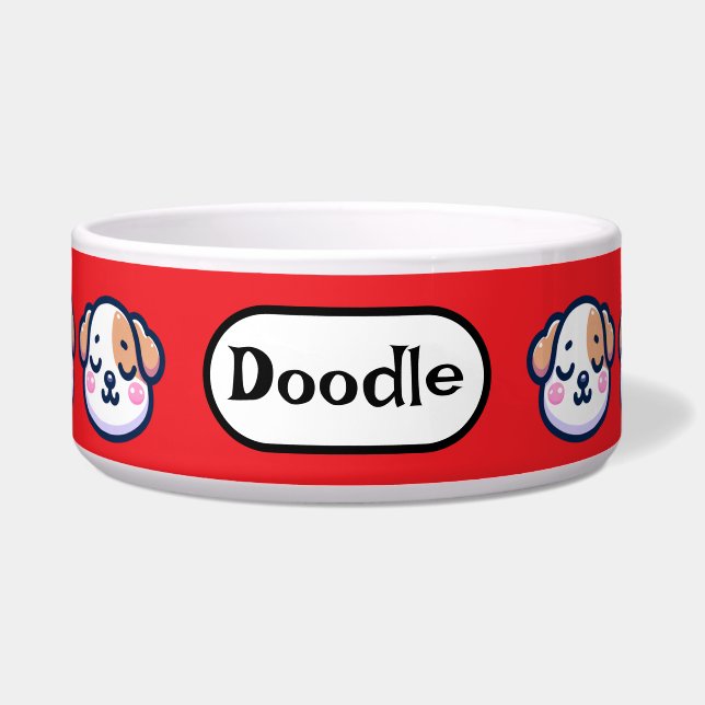 "Personalisierte Kawaii Dog Bowl mit Name-Tag" Napf (Vorderseite)