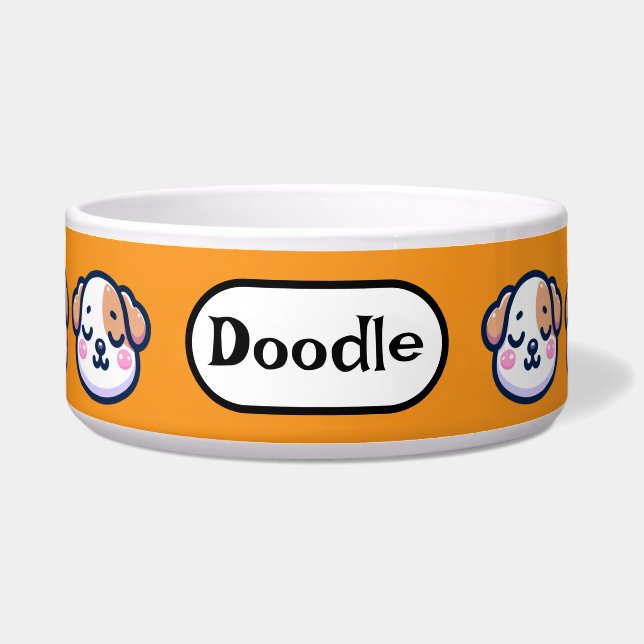 "Personalisierte Kawaii Dog Bowl mit Name-Tag" Napf (Vorderseite)