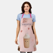 Personalisierte Kawaii-Eiskaffee-Muster-Schürze Schürze (Getragen)