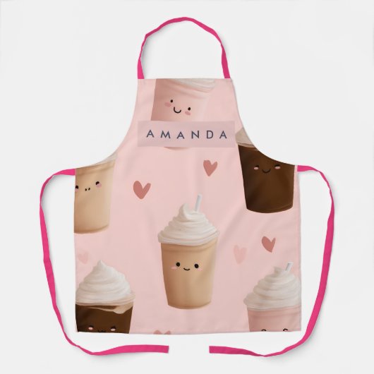 Personalisierte Kawaii-Eiskaffee-Muster-Schürze Schürze (Vorderseite)