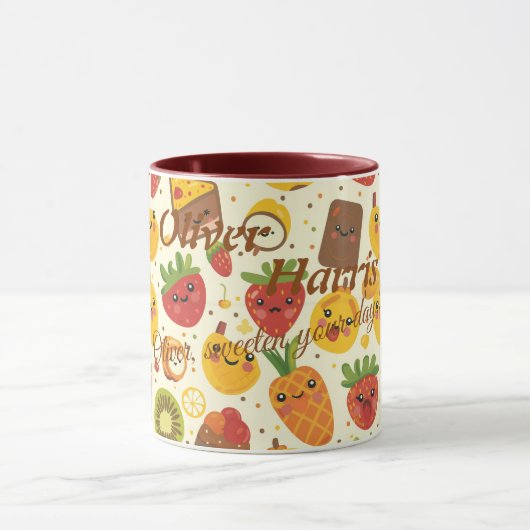 Personalisierte Kawaii Frucht-Tasse für Kinder Tasse (Zentrum)