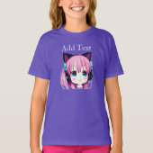 Personalisierte Kawaii-Girl mit Kopfhörer auf T-Shirt (Vorderseite)