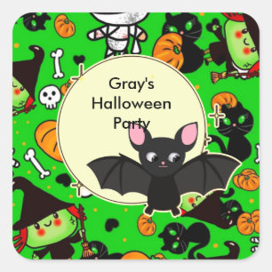 Personalisierte Kawaii Halloween-Labels sagen Dank Quadratischer Aufkleber