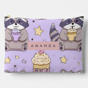 Personalisierte Kawaii-Raccoons mit Cupcakes-Muste Zubehörtasche