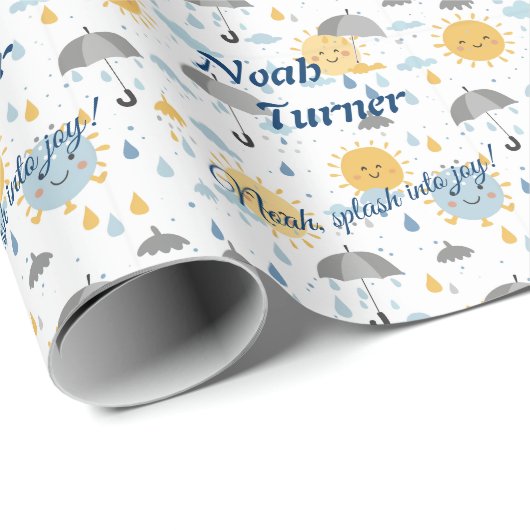 Personalisierte Kawaii Sun & Rain Geschenkreise fü Geschenkpapier (Rolleneckpunkt)