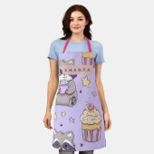 Personalisierte Kawaii-Waschbären mit Cupcake-Must Schürze (Getragen)