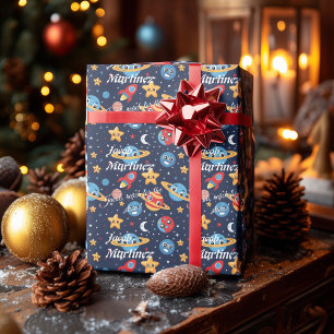 Personalisierte Kawaii-Weltraum-Abenteuer-Geschenk Geschenkpapier