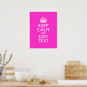 Personalisierte Keep Calm And Your Text Rosa Dekor Poster (Küche)