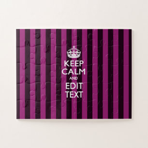 Personalisierte Keep Calm Fuchsia Streifen Puzzle