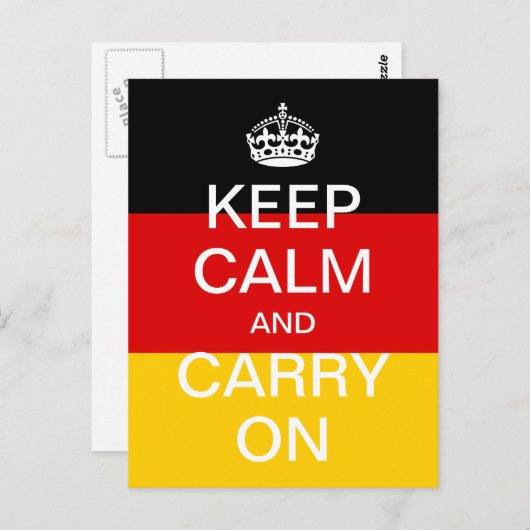Personalisierte KEEP-CALM und CARRON - Deutschland Postkarte (Vorne/Hinten)