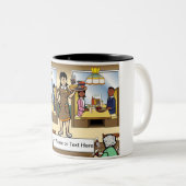 Personalisierte Kellnerin, Lässiger Cartoon Zweifarbige Tasse (VorderseiteRechts)