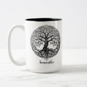 Personalisierte keltische Tasse, schottische Gesch Zweifarbige Tasse (Links)