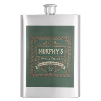 Personalisierte keltische Taverne Vintage Green Wh Flachmann