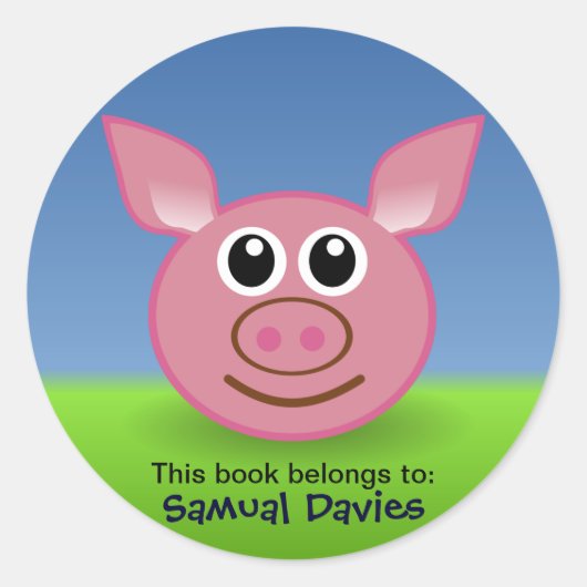 Personalisierte Kennzeichnung von rosa Schweinefle Runder Aufkleber (Vorderseite)