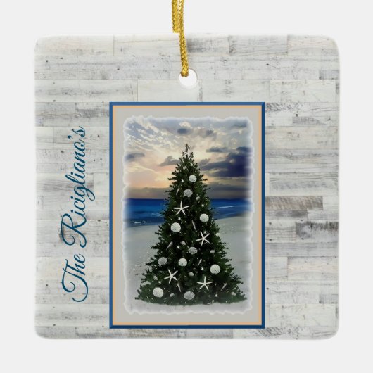 Personalisierte Keramik Christbaum Beach Keramikornament (Vorderseite)