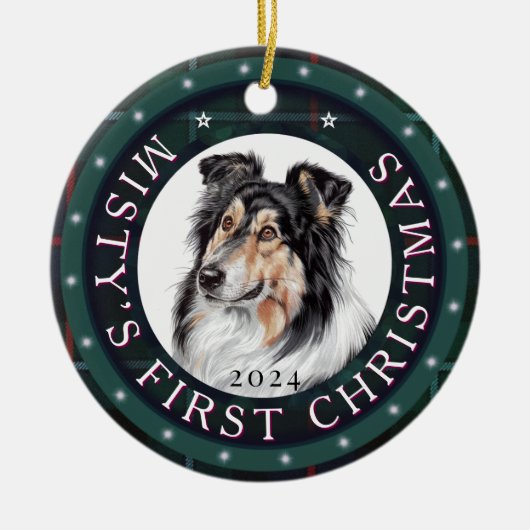 Personalisierte Keramik Circle Pet Xmas Tree Ornam Ornament (Vorne)