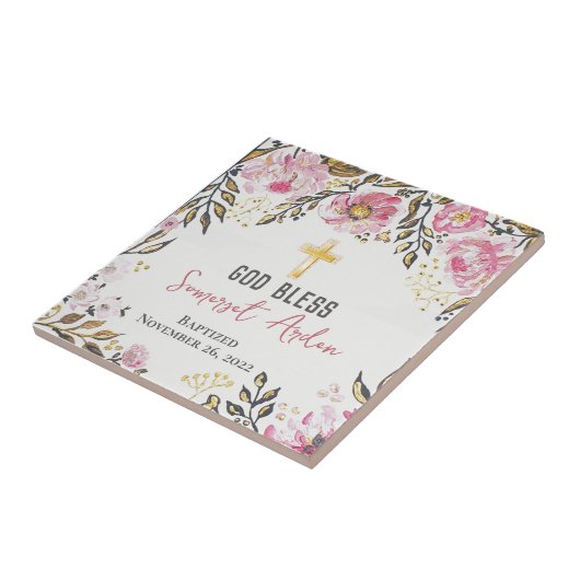 Personalisierte Keramik der Taufe Fliese (Seite)