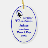 Personalisierte Keramik des Blue Basketball-Logos Keramik Ornament (Hinten)
