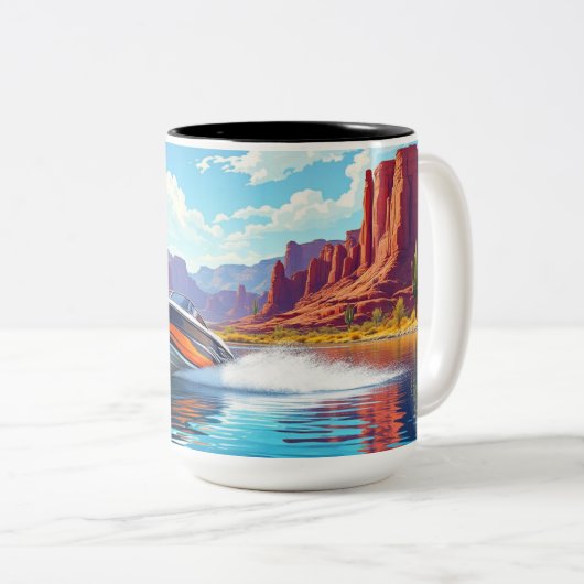 Personalisierte Keramik-Kaffeetasse Lustiges Boot- Zweifarbige Tasse (VorderseiteRechts)