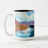 Personalisierte Keramik-Kaffeetasse Lustiges Boot- Zweifarbige Tasse (Links)