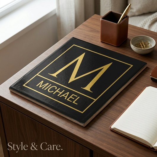Personalisierte Keramik mit Initial & Name Fliese