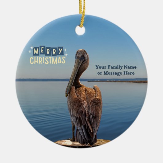Personalisierte Keramik Pelican Weihnachtsschmuck (Vorne)