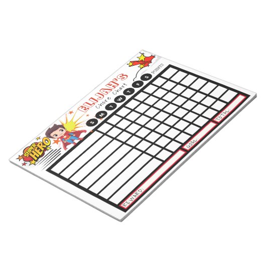 Personalisierte Kerzenschablone, Superheld Notizblock (angewinkelt)