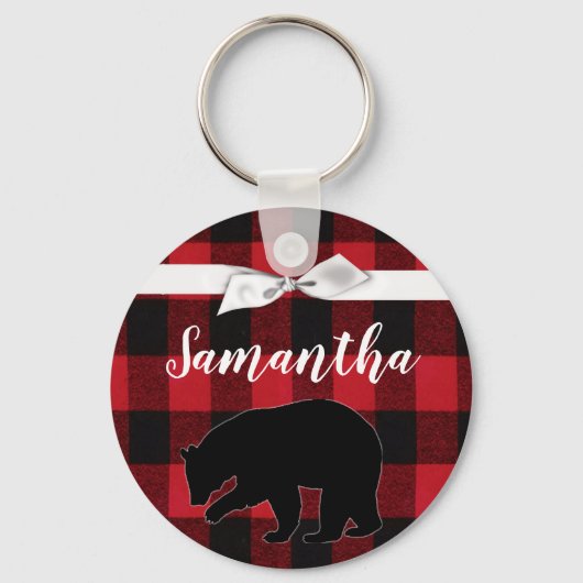 Personalisierte Key Chain Red Buffalo Kariert Bäre Schlüsselanhänger (Vorderseite)