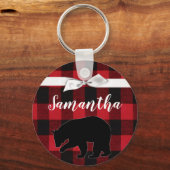 Personalisierte Key Chain Red Buffalo Kariert Bäre Schlüsselanhänger (Vorderseite)