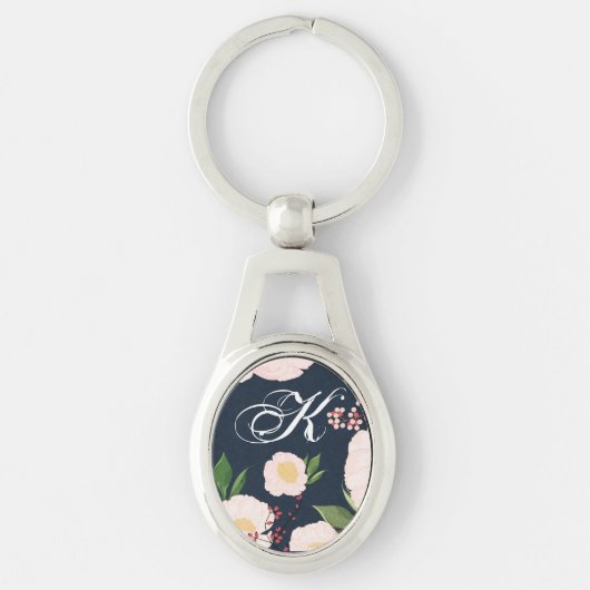 Personalisierte Key Chain White Floral Blume auf d Schlüsselanhänger (Vorderseite)